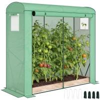 Outsunny Mini Greenhouse, Portable Greenhouse with Roll-Up Door and 2 Mesh Windows, PE Cover, 78.7" x 29.5" x 74", Green(m-11)