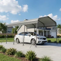 Outsunny 11 x 15FT Metal Carport, Heavy-Duty Carport Canopy with Reinforced Frame & Galvanized Steel Roof, Dark Grey(m-1)