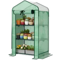 Outsunny Mini Greenhouse with Screen Roof, Portable Small Greenhouse with Roll-Up Zipper Door, 27.6" x 19.7" x 50", Green(m-1)
