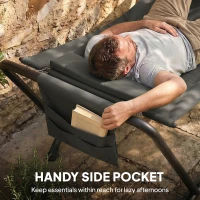 Outsunny Outdoor Hammock with Stand Heavy Duty Freestanding Nap Bed with Side Pocket Headrest for Yard Patio Pool, Dark Grey(m-5)