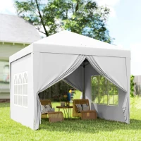 Outsunny 10'x10' Outdoor Pop Up Party Tent Wedding Gazebo Canopy with Carrying Bag (White)(m-10)