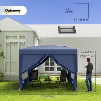 Outsunny 10'x10' Outdoor Pop Up Party Tent Wedding Gazebo Canopy with Carrying Bag (Blue)(m-3)