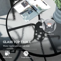 Outsunny Five-Piece Steel Patio Set, with Glass-Top Table - Black(m-6)