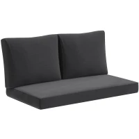Outsunny 2 Seater Outdoor Seat Cushions with Backrest, Loveseat Double Sofa Outdoor Furniture Cushions, Black(m-11)