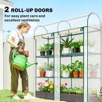 Outsunny 3 Tier Mini Greenhouse, Portable Greenhouse with 2 Roll-up Doors, 56.3" x 18.1" x 64.6", Clear(m-5)