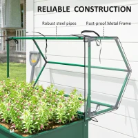 Outsunny Elevated Garden Box with Greenhouse Cover, Raised Garden Bed with Legs and Drainage Hole for Vegetables, Green(m-7)