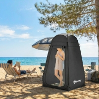 Outsunny Pop Up Shower Tent, Portable Privacy Room for Outdoor Changing, Dressing, Fishing Storage with Carrying Bag, Black