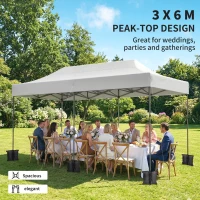 Outsunny 10 x 20 ft Pop Up Canopy Tent, Heavy Duty UPF50+ Outdoor Portable Instant Canopy Shelter with Wheeled Bag, White(m-4)