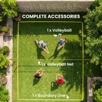 Soozier Portable Volleyball Net Set with Adjustable Height Steel Poles, Volleyball, Boundary Line and Carrying Bag for Outdoor(m-9)