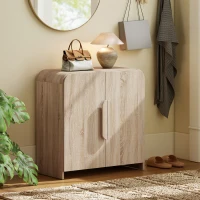 HOMCOM Sideboard Buffet Cabinet, 31.5" Modern Kitchen Storage Cabinet with Soft-Close Door and Adjustable Shelf, Natural Wood(m-10)