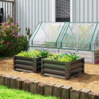 Outsunny 2' x 2' x 1' 2-Pieces Raised Garden Bed w/ Galvanised Steel Frame for Vegetables Flowers Herbs, Black(m-1)