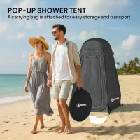 Outsunny Pop Up Shower Tent, Portable Privacy Room for Outdoor Changing, Dressing, Fishing Storage with Carrying Bag, Black(m-5)