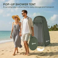 Outsunny Pop Up Shower Tent, Portable Privacy Room for Outdoor Changing, Dressing, Fishing Storage with Carrying Bag, Green(m-5)