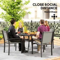 Outsunny 5 Piece Outdoor Dining Set with Round Table and 4 Stackable Chairs, for Backyard, Lawn, Deck, Balcony, Pool Side(m-6)
