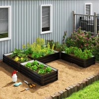 Outsunny Steel Raised Garden Bed, Set of 5 Large Box Planters for Outdoor Plants Vegetables Flowers Herbs, 8x8x1ft, Black(m-8)