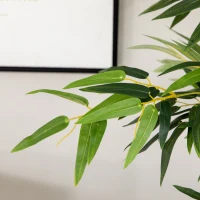 HOMCOM 5ft Tall Artificial Bamboo Tree, Decorative Faux Plant with Pine Wood Base for Indoor Home Office Decor(m-9)