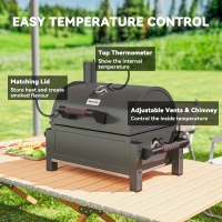 Outsunny Tabletop Charcoal Smoker, Portable BBQ with Ash Catcher and Thermometer for Backyard, Camping, Picnic, Black(m-5)