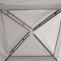 Outsunny 10' x 10' Outdoor Canopy Tent Party Tent with Mesh Netting and Double Tier Roof for Backyard, Garden, Patio, Grey(m-9)