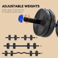 Soozier Adjustable Dumbbell Set, 3 in 1 Weights Dumbbells Set for Home Gym, 33lb Free Weights with Connector and Non-Slip Grip(m-5)
