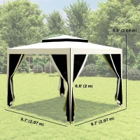 Outsunny 10' x 10' Outdoor Canopy Tent Party Tent with Mesh Netting and Double Tier Roof for Backyard, Garden, Patio, Cream White(m-3)