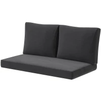 Outsunny 2 Seater Outdoor Seat Cushions with Backrest, Loveseat Double Sofa Outdoor Furniture Cushions, Black(m-2)