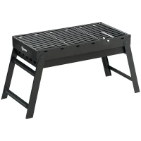 Outsunny Portable Charcoal Grill with Pull-Out Charcoal Basin, Folding Tabletop Barbecue, Compact Camping BBQ, Black(m-11)