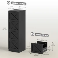 HOMCOM 4 Drawer File Cabinet with Silent Slides, Vertical Farmhouse Filing Cabinet Fits Letter/A4 Size Home Office, Black(m-3)