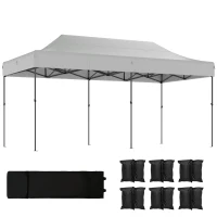 Outsunny 10 x 20 ft Pop Up Canopy Tent, Heavy Duty UPF50+ Outdoor Portable Instant Canopy Shelter with Wheeled Bag, White(m-11)