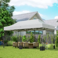 Outsunny 10 x 20 ft Pop Up Canopy Tent, Heavy Duty UPF50+ Outdoor Portable Instant Canopy Shelter with Wheeled Bag, White(m-10)