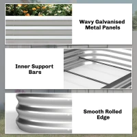 Outsunny Galvanised Raised Garden Bed with Arched Trellis, 7 x 4 x 7ft Metal Outdoor Planter Box with Open Bottom(m-6)