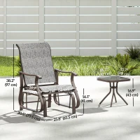 Outsunny 3PCs Gliding Rocking Chair & Bistro Tea Table Set, Grey(m-3)