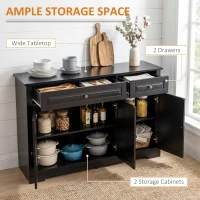 HOMCOM Modern Sideboard Cabinet, Buffet Cabinet with 2 Drawers and Adjustable Shelves, Buffets Tables for Dining Room, Black(m-4)