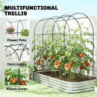 Outsunny Galvanised Raised Garden Bed with Arched Trellis, 7 x 4 x 7ft Metal Outdoor Planter Box with Open Bottom(m-5)