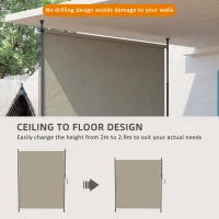 Outsunny 7' x 10' Retractable Patio Awning, Manual Outdoor Privacy Screen with UPF40+ & Water-Resistant Fabric, Beige(m-4)