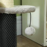 PawHut 2 in 1 Cat Tree Tower 3-Step Pet Stairs with Scratching Posts, Tickling Post, Toy Balls, for High Beds, Couch(m-8)