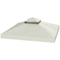 Outsunny 10' x 10' Gazebo Canopy Replacement Cover, 2-Tier Garden Gazebo Roof Replacement, UPF30+, TOP COVER ONLY, Light Grey(m-2)