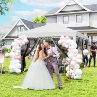 Outsunny 10' x 20' Pop Up Canopy Tent Gazebo with Removable Mesh Sidewall Netting, Carry Bag for Backyard Patio Outdoor, White(m-9)