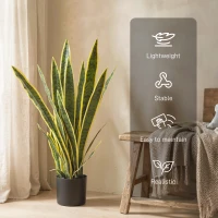 Outsunny 30" Artificial Snake Plant with 21 Leaves in Pot, Decorative Fake Plant for Home, Office, and Living Room, Green(m-5)