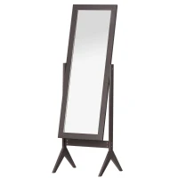 HOMCOM Full Length Mirror, Free Standing Full Body Mirror with Rectangular Frame, Adjustable Angle for Dressing Room, Bedroom, Living Room, Dark Brown(m-11)