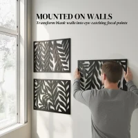 Outsunny Metal Outdoor Privacy Screen, 72" x 38" Freestanding Outdoor Divider, Black(m-6)