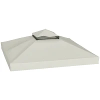Outsunny 10' x 10' Gazebo Canopy Replacement Cover, 2-Tier Garden Gazebo Roof Replacement, UPF30+, TOP COVER ONLY, Light Grey(m-11)