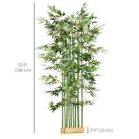 HOMCOM 5ft Tall Artificial Bamboo Tree, Decorative Faux Plant with Pine Wood Base for Indoor Home Office Decor(m-3)