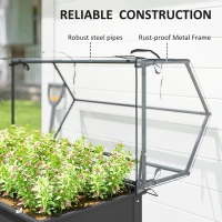 Outsunny Elevated Garden Box with Greenhouse Cover, Raised Garden Bed with Legs and Drainage Hole for Vegetables, Dark Gray(m-7)