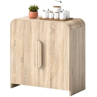 HOMCOM Sideboard Buffet Cabinet, 31.5" Modern Kitchen Storage Cabinet with Soft-Close Door and Adjustable Shelf, Natural Wood(m-2)