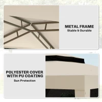 Outsunny 10' x 10' Outdoor Canopy Tent Party Tent with Mesh Netting and Double Tier Roof for Backyard, Garden, Patio, Beige(m-5)