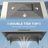 Outsunny 11.5 x 11.5 ft Pop Up Canopy Tent with 1-Button Push Easy Setup, UPF 50+ 2-Tier Instant Canopy with Carry Bag, Dark Grey(m-5)