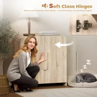 HOMCOM Sideboard Buffet Cabinet, 31.5" Modern Kitchen Storage Cabinet with Soft-Close Door and Adjustable Shelf, Natural Wood(m-6)