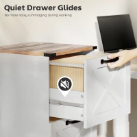 HOMCOM 2 Drawer File Cabinet with Silent Slides, Vertical Farmhouse Filing Cabinet Fits Letter/A4 Size Home Office, White(m-7)