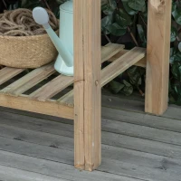 Outsunny 45" x 22" x 33" Raised Garden Bed with Legs and Storage Shelf, Wooden Elevated Planter Box with Drainage Holes for Backyard Patio Balcony, Light Green(m-11)