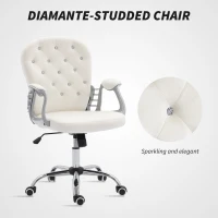 Vinsetto Office Chair, Computer Desk Chair with Adjustable Height and Tufted Back, Cream White(m-7)